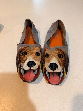 BOBS from Skechers Gray Canvas Dog Face Slip-On Flats